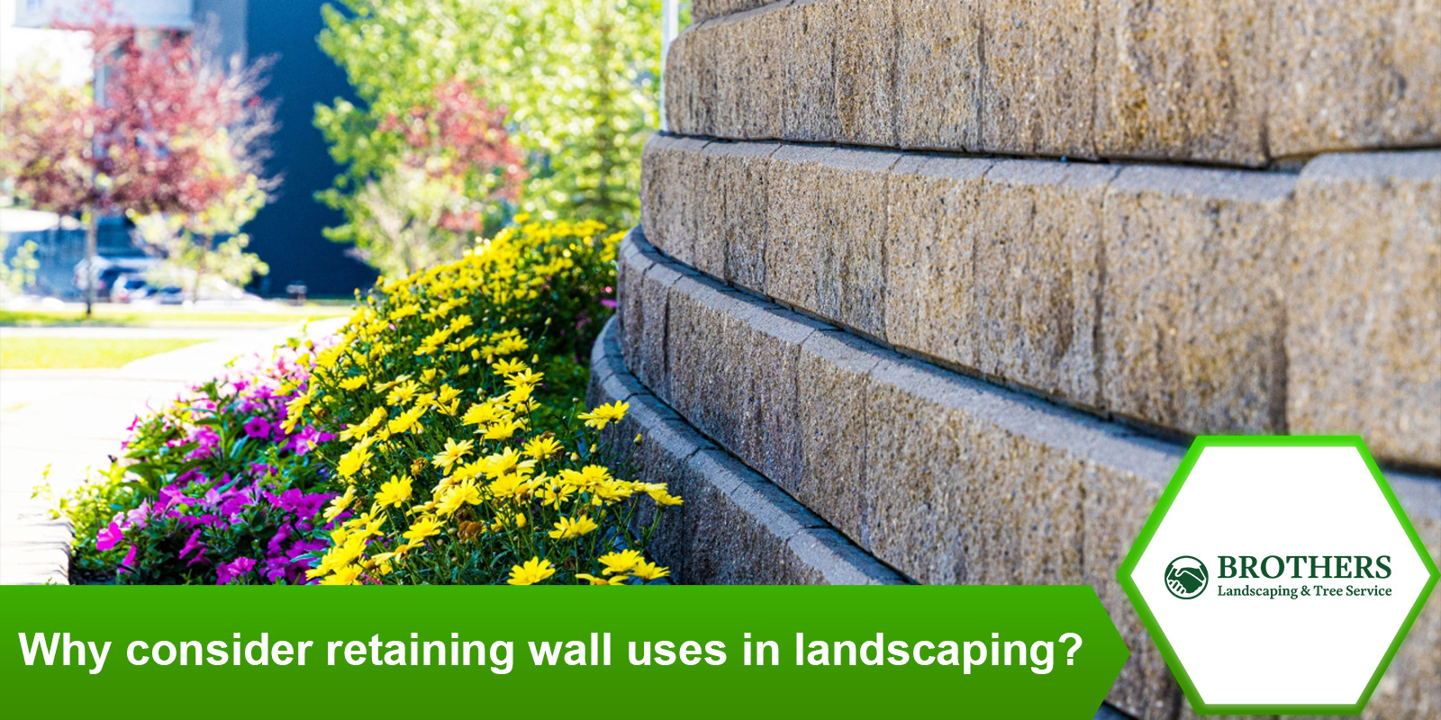 Retaining wall uses for erosion control in landscaping