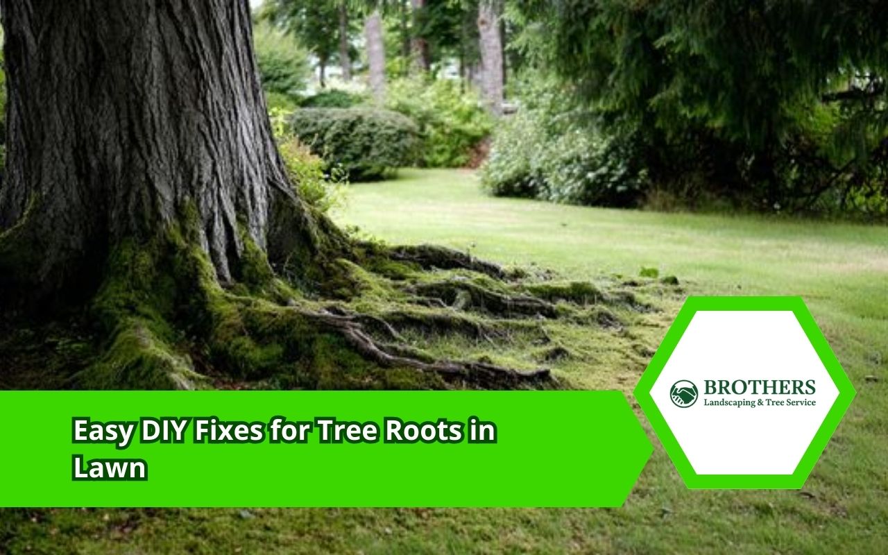 Tree Roots in Lawn creating a bumpy, uneven turf surface near a mature tree