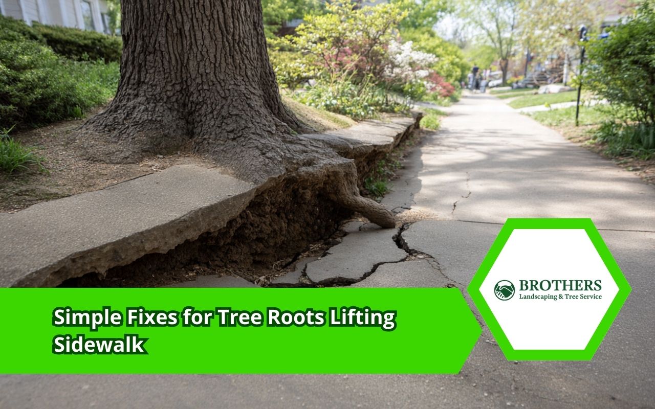 Tree Roots Lifting Sidewalk damage causing a cracked and uneven concrete walkway