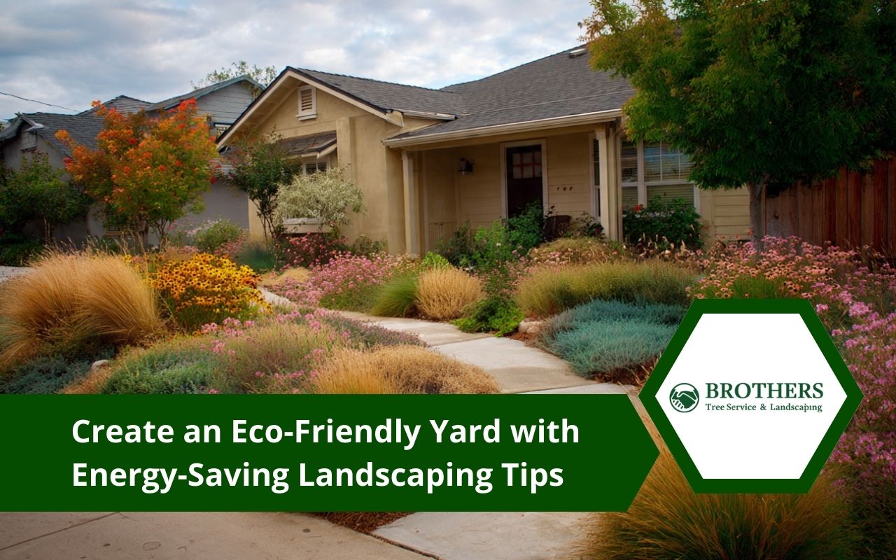 Energy-Saving Landscaping design with native plants and drought-tolerant beds around a home