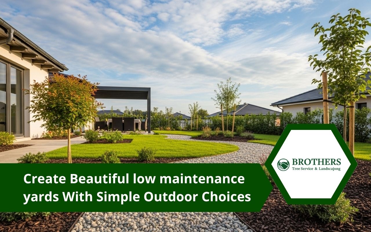 low maintenance yards with a clean gravel path and simple plants