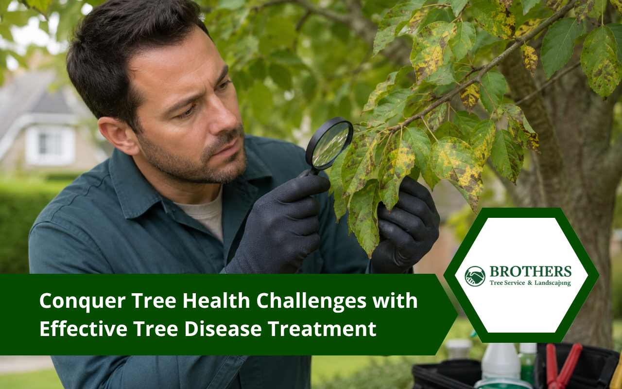 Tree disease treatment inspection for unusual leaf changes