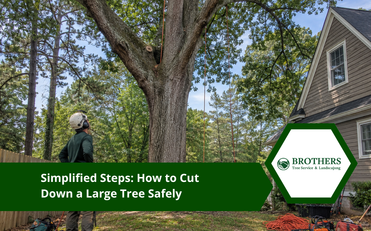 How to cut down a large tree safely after checking its size and surroundings